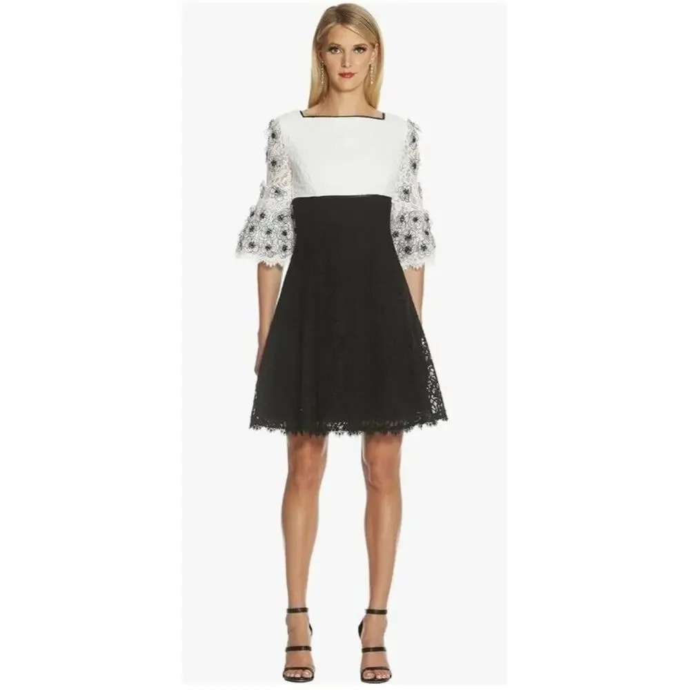 New without tags sz 8 Shani fit flare lace applique sleeve mini dress sequin - Picture 1 of 6